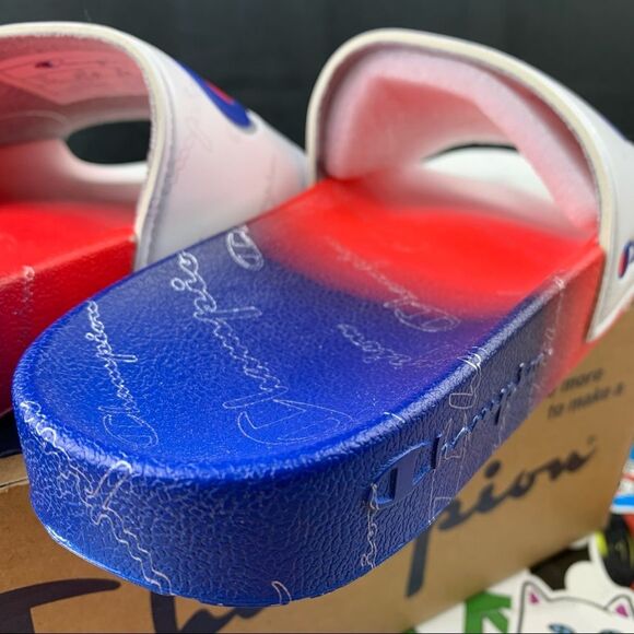 Champion Red White And Blue Slides Womens 7 / 9 - Picture 3 of 11